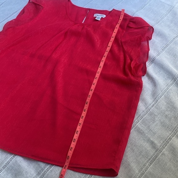 Calvin Klein hot pink blouse with ruffled sleeves. - Picture 11 of 12